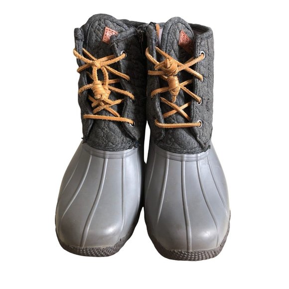 Sperry Duck Boots STS97186 Gray Charcoal Saltwater Rope Womens 6M Quilted Ankle - Picture 2 of 11